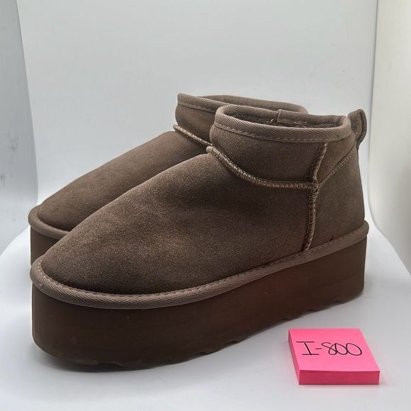 CUSHIONAIRE Women's Genuine Suede pull on platform boot +Memory Foam 7.5 TAUPE - Picture 3 of 7